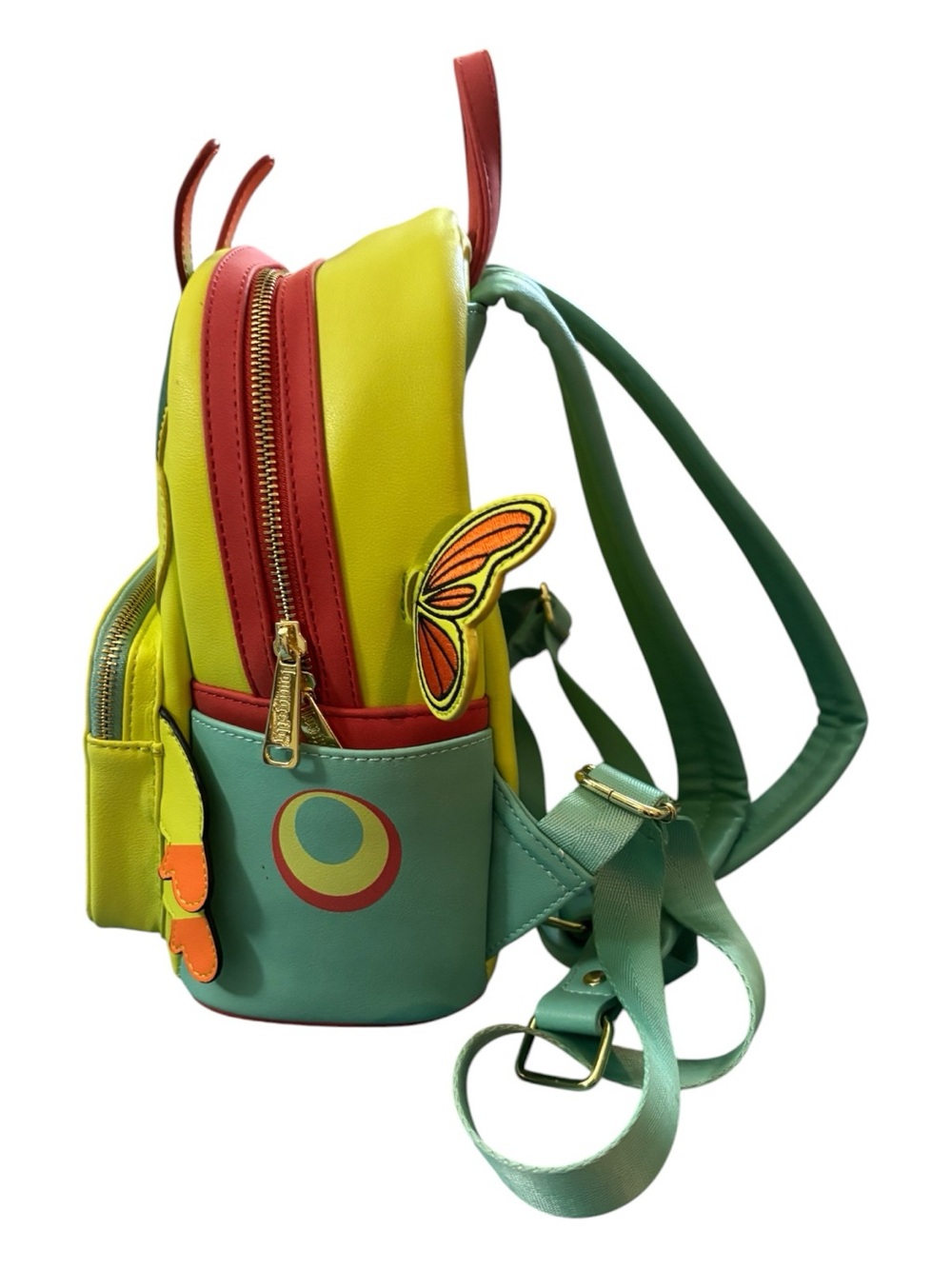 Loungefly Yellow Bee Mini Backpack with Orange & Green Accents - Picture 3 of 8